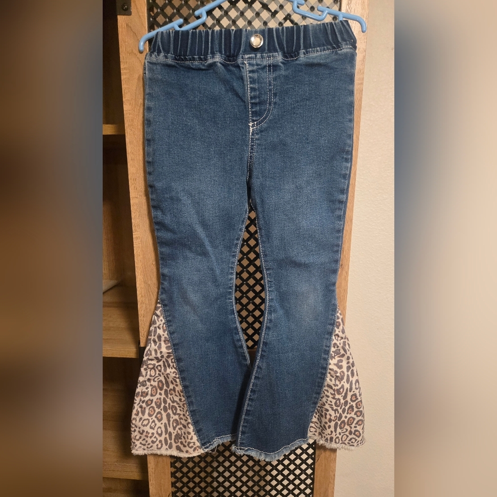 Cowgirl Hardware Leopard Flare Bell Bottom Jeans